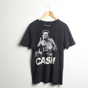 Johnny Cash Shirt Mens Medium Black Middle Finger Tee